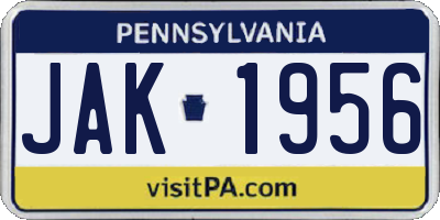 PA license plate JAK1956