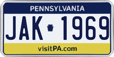 PA license plate JAK1969