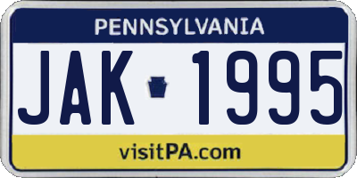 PA license plate JAK1995