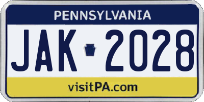 PA license plate JAK2028