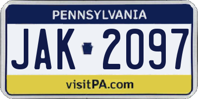 PA license plate JAK2097