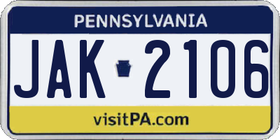 PA license plate JAK2106