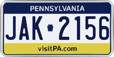 PA license plate JAK2156