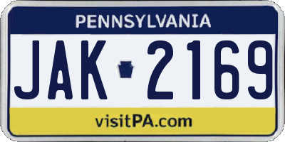 PA license plate JAK2169