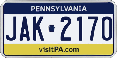 PA license plate JAK2170