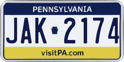 PA license plate JAK2174