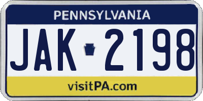 PA license plate JAK2198