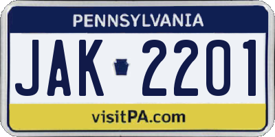 PA license plate JAK2201