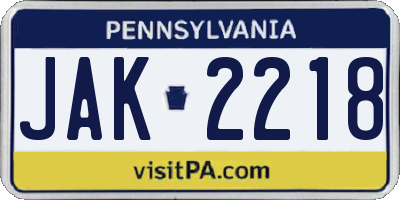 PA license plate JAK2218