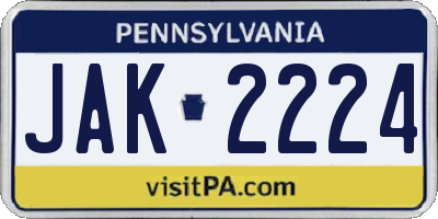 PA license plate JAK2224