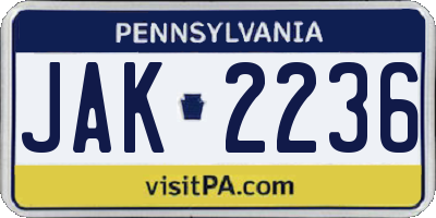 PA license plate JAK2236