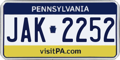 PA license plate JAK2252