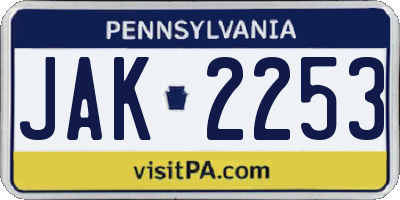 PA license plate JAK2253
