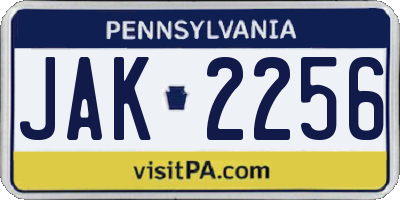 PA license plate JAK2256