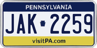 PA license plate JAK2259