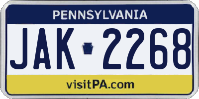 PA license plate JAK2268