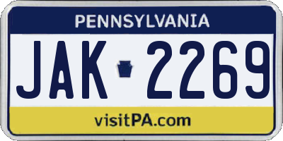 PA license plate JAK2269