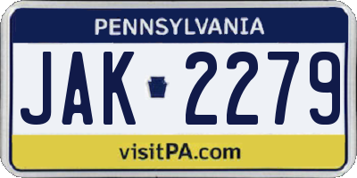 PA license plate JAK2279