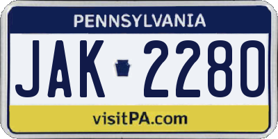 PA license plate JAK2280