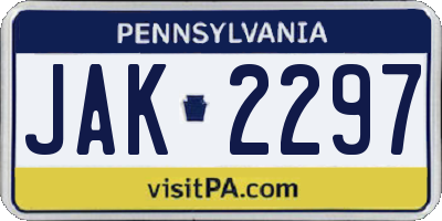 PA license plate JAK2297