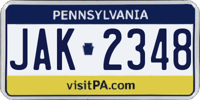 PA license plate JAK2348
