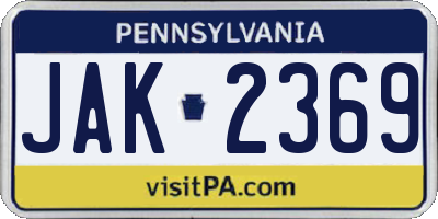 PA license plate JAK2369