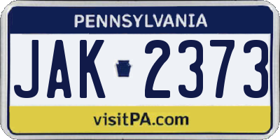 PA license plate JAK2373