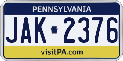 PA license plate JAK2376