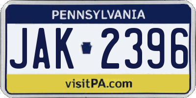 PA license plate JAK2396