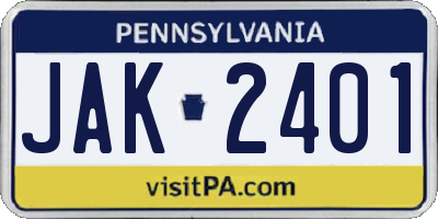 PA license plate JAK2401