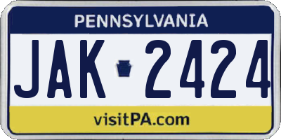 PA license plate JAK2424