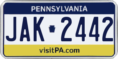 PA license plate JAK2442