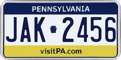 PA license plate JAK2456