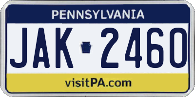 PA license plate JAK2460