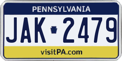 PA license plate JAK2479