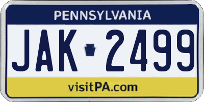 PA license plate JAK2499