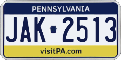 PA license plate JAK2513