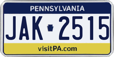 PA license plate JAK2515