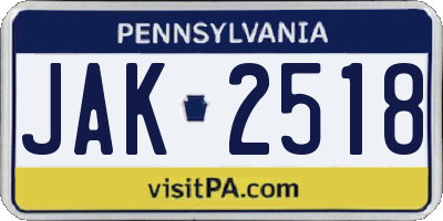 PA license plate JAK2518