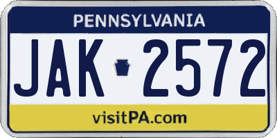 PA license plate JAK2572