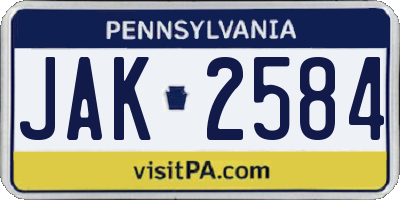 PA license plate JAK2584