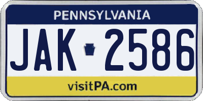 PA license plate JAK2586