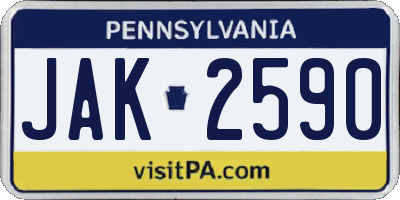 PA license plate JAK2590