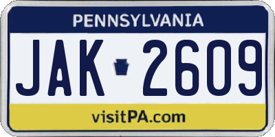 PA license plate JAK2609