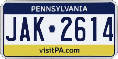 PA license plate JAK2614