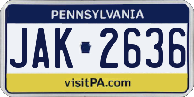 PA license plate JAK2636