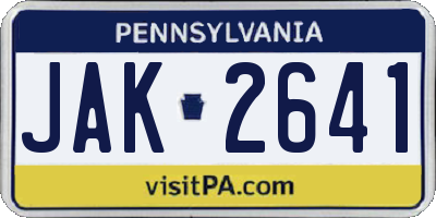 PA license plate JAK2641