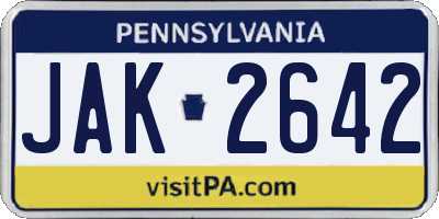 PA license plate JAK2642