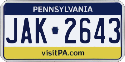 PA license plate JAK2643