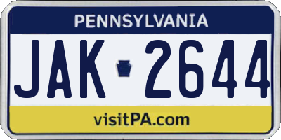 PA license plate JAK2644